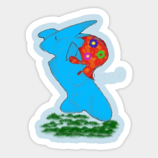 Erect walking shark Sticker